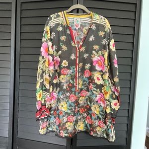 Johnny Was Silk Poppy Blouse Size XL